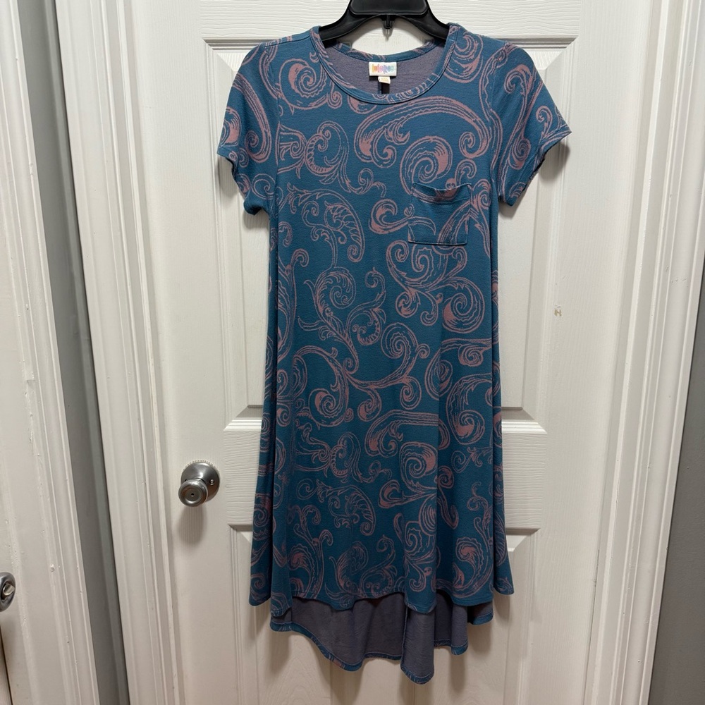 LuLaRoe Blue and Pink Swirl Mini Dress